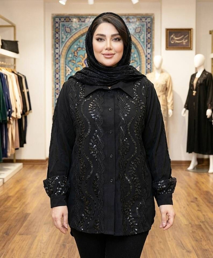 شومیز مجلسی کرپ الیزه مدل حدیثه