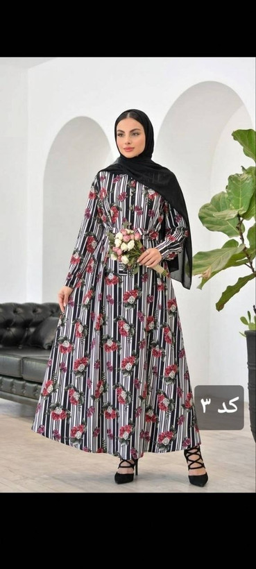 ماکسی بلند گلدار کرپ بوگاتی مدل اریکا