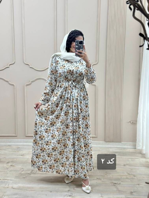 ماکسی بلند گلدار کرپ بوگاتی مدل اریکا