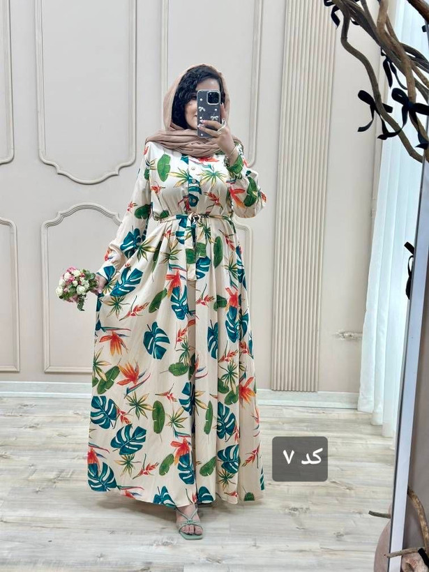 ماکسی بلند گلدار کرپ بوگاتی مدل اریکا