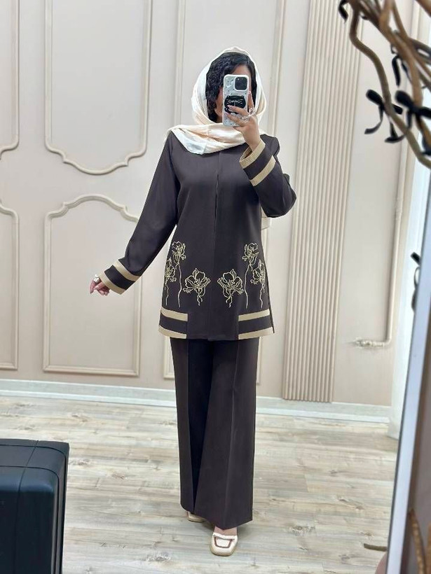 ست کت و شلوار گلدوزی مدل رویا