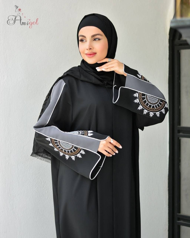 مانتو عبایی کرپ مدل خورشید