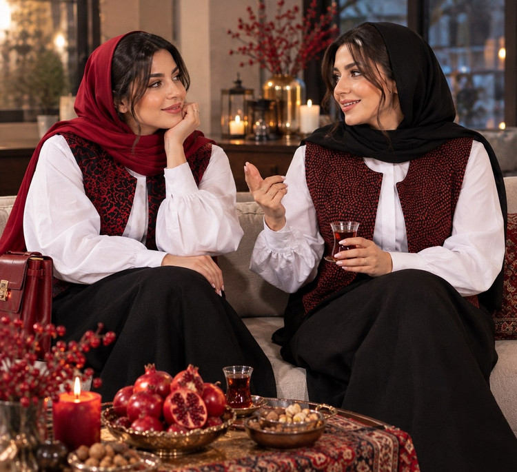 ست سه تیکه جلیقه و شومیز و دامن مدل یلدا
