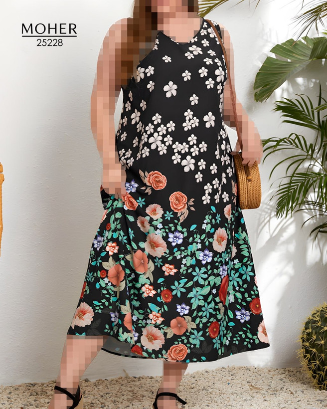پیراهن ماکسی سایز بزرگ گلدار